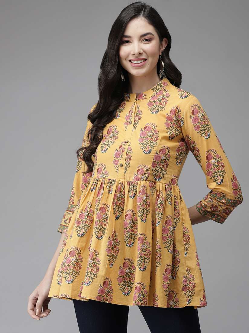 Yellow kurtis on myntra top