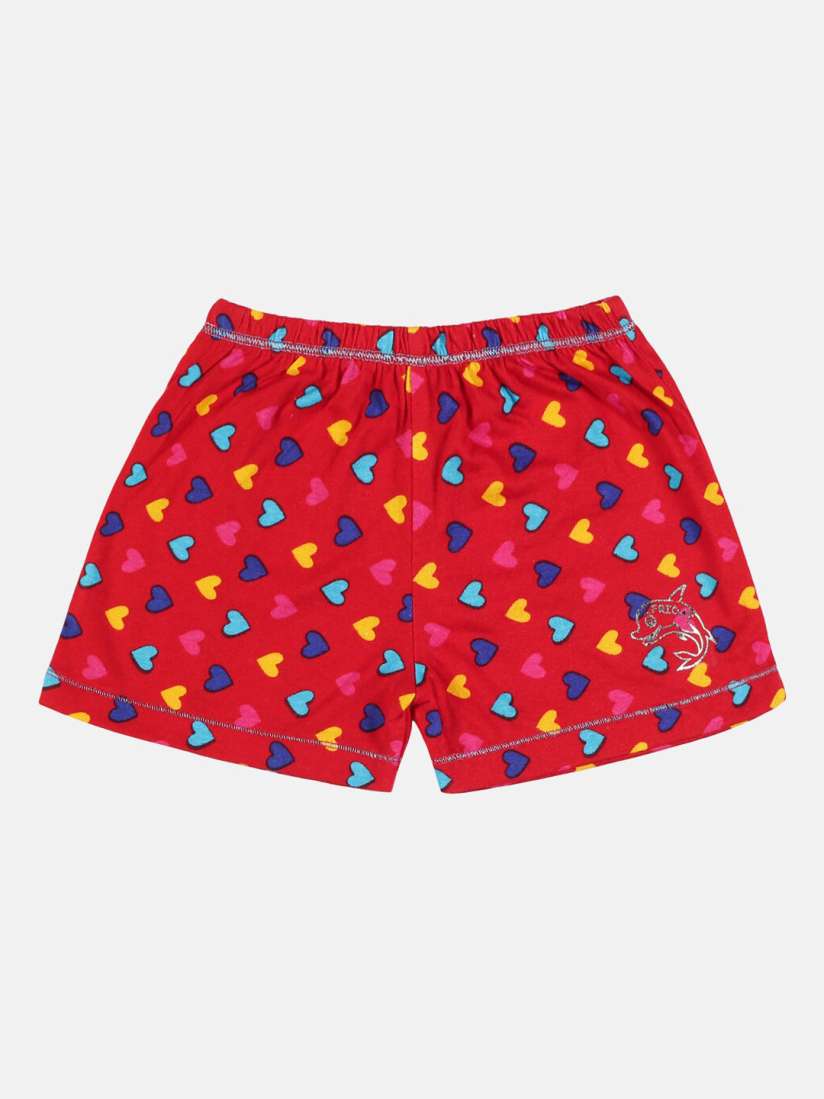 Girls red cotton shorts discount