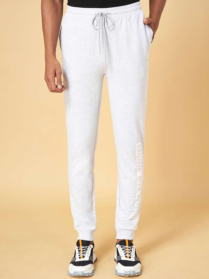 Buy Ajile by Pantaloons Men Grey Melange Solid Slim Fit Cotton Joggers Track Pants for Men 17409106 Myntra