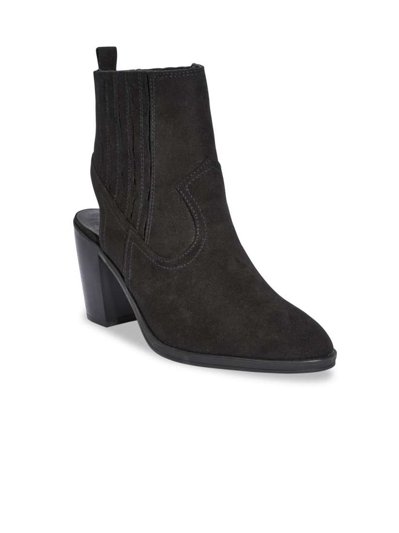 Buy Truffle Collection Women Black Solid Heeled Boots Boots for Women 1742268 Myntra