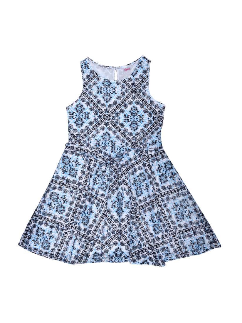 Buy JUSTICE Girls Off White Blue Self Design A Line Dress Dresses for Girls 1742467 Myntra
