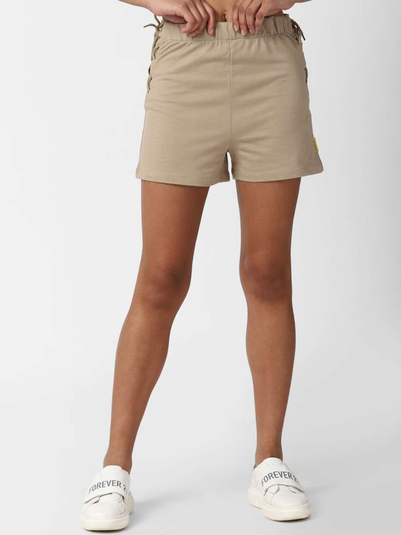 Buy FOREVER 21 Women Khaki Solid Cotton Regular Shorts Shorts for Women 17429848 Myntra