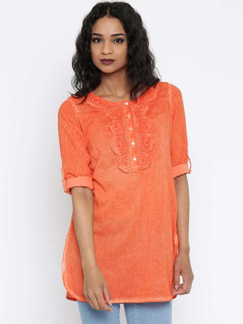 Buy Melange by Lifestyle Orange Pure Cotton Kurti Kurtis for Women 1743075 Myntra