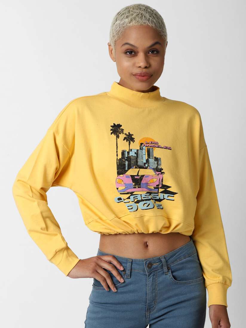 Forever 21 yellow sweatshirt new arrivals