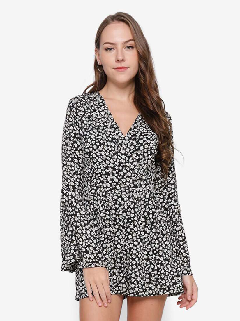 Buy ZALORA BASICS Black White Printed Playsuit Jumpsuit for Women 17434214 Myntra