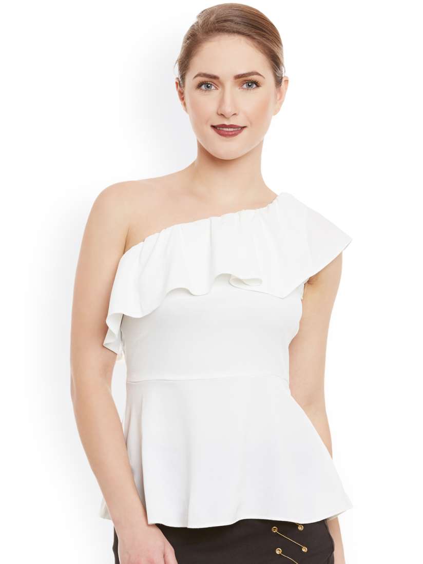 White one shoulder peplum top on sale