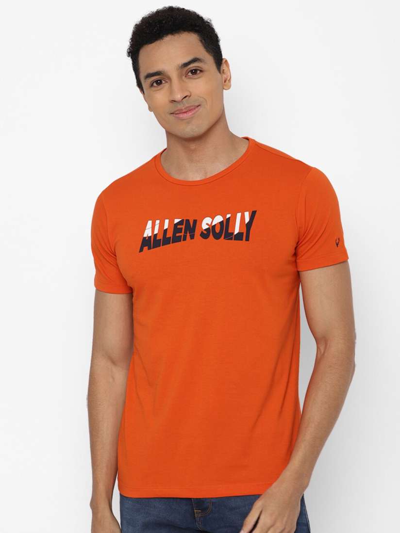 Buy Allen Solly Sport Men Orange Typography Printed Cotton T shirt Tshirts for Men 17441980 Myntra