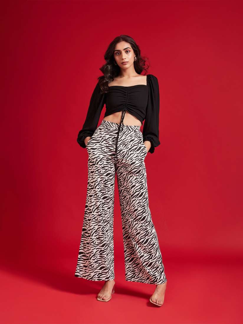 Buy THE CLOTHING FACTORY Black Print Top Tops for Women 17446344 Myntra