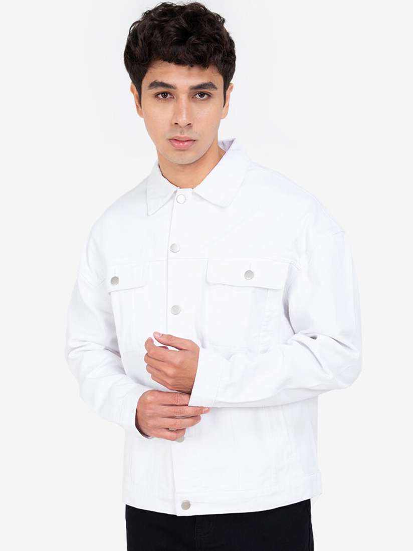 Buy ZALORA BASICS Men White Oversized Denim Jacket Jackets for Men 17447790 Myntra