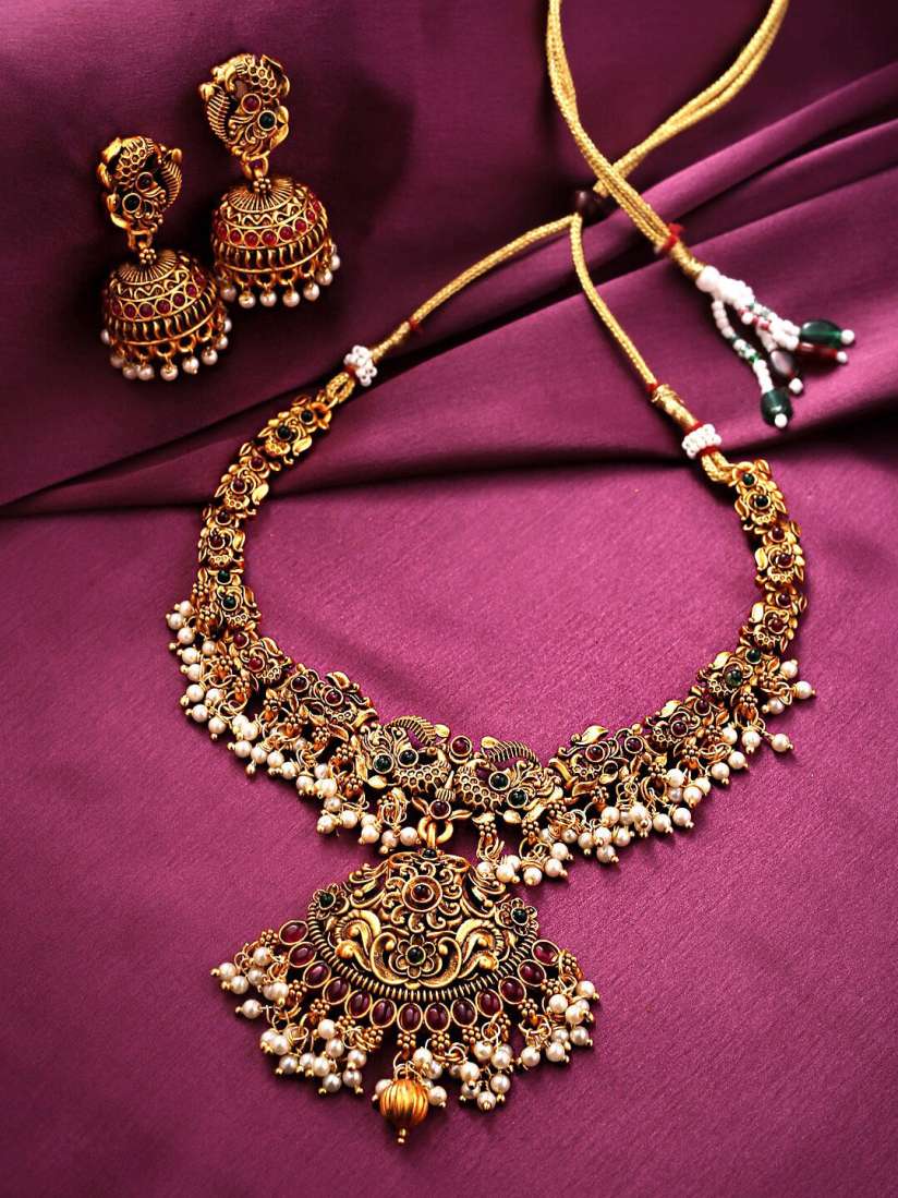 Buy Yellow Chimes Gold Plated Brass Temple Jewellery Set Jewellery Set for Women 17456700 Myntra