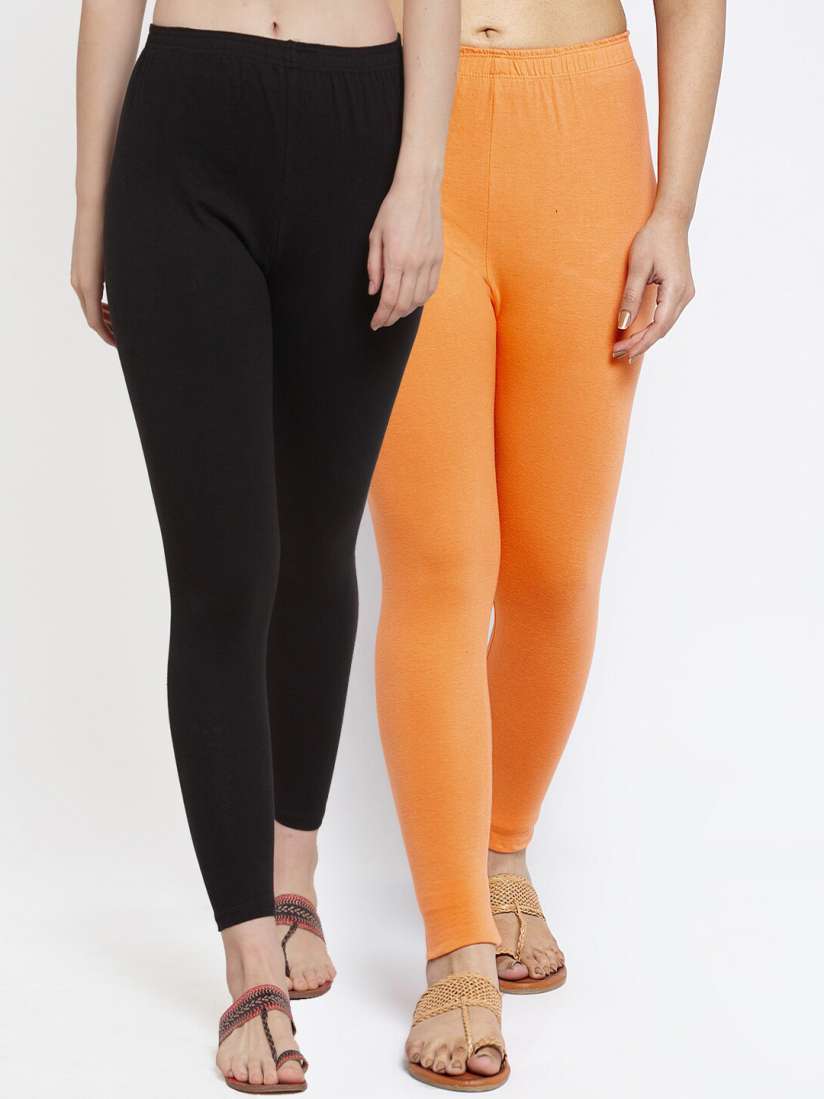Orange ankle length leggings top