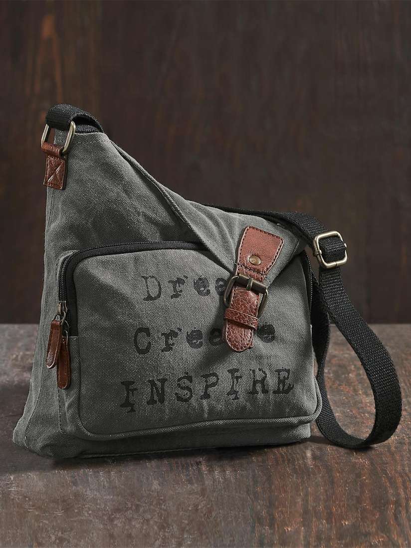 Buy Mona B Grey Upcycled Canvas Printed Messenger Bag Messenger Bag for Unisex 17461600 Myntra