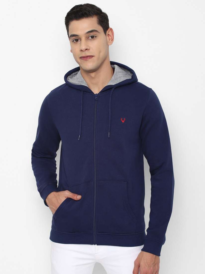 Buy Allen Solly Men Blue Hooded Pure Cotton Sweatshirt Sweatshirts for Men 17463102 Myntra