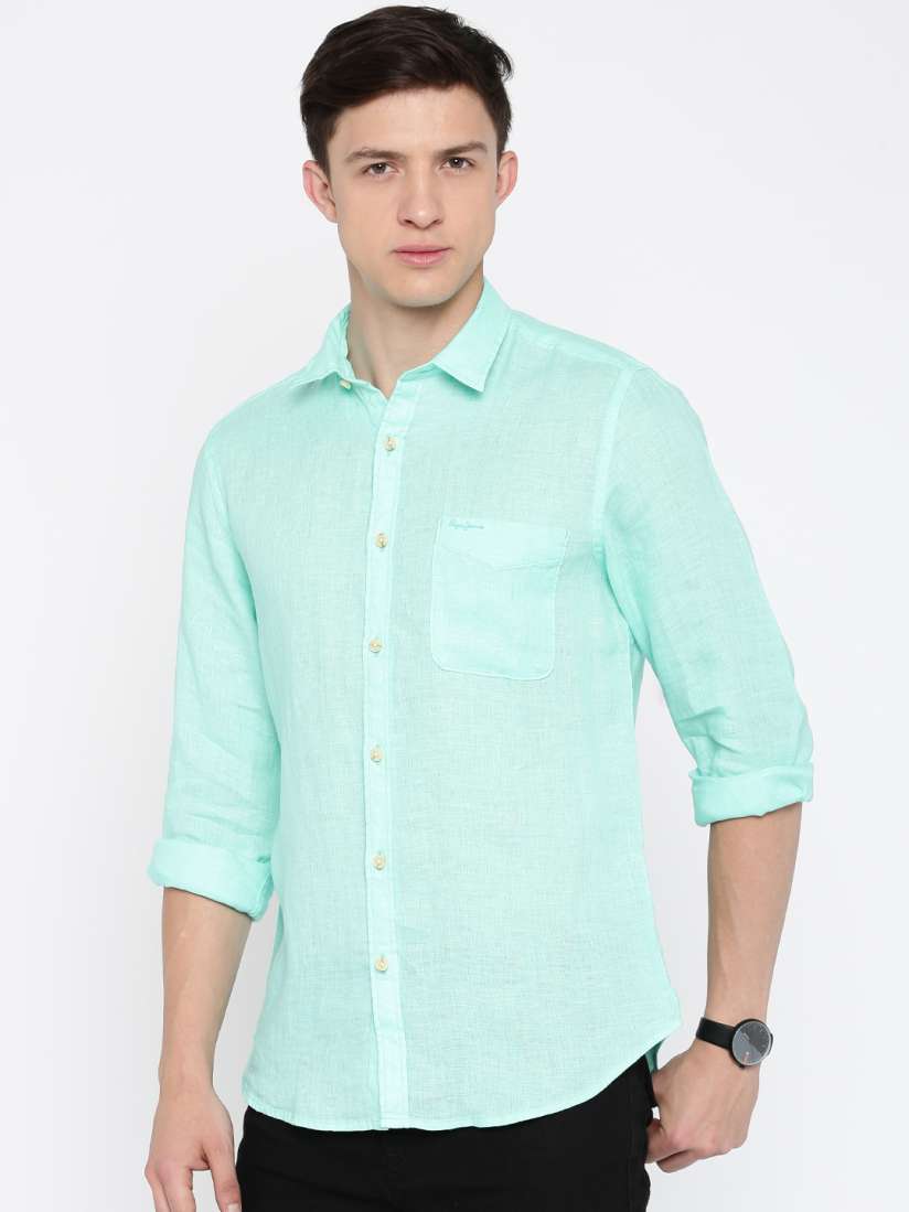 Buy Pepe Jeans Men Sea Green Linen Casual Shirt Shirts for Men 1746407 Myntra
