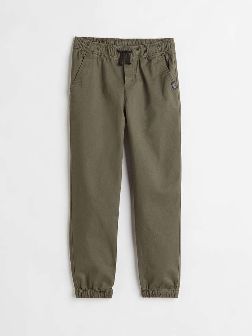 Buy H M Boys Green Solid Cotton Twill Joggers Trousers for Boys 17465116 Myntra