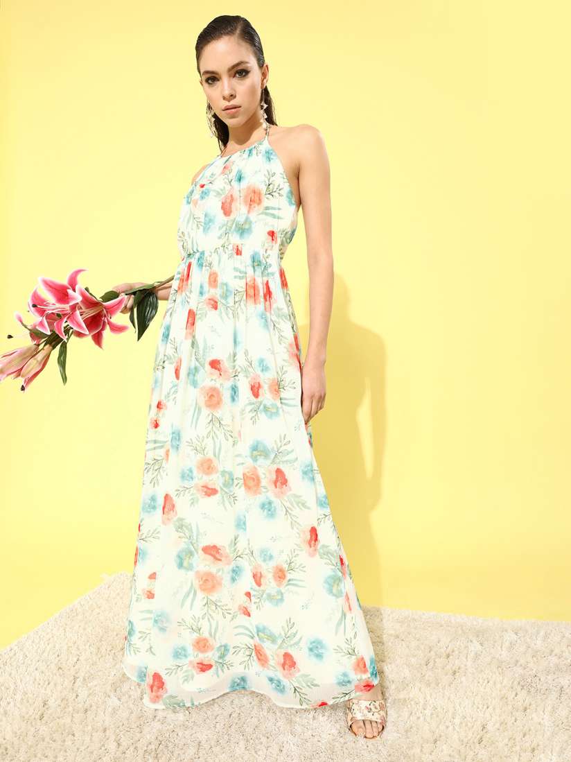 Buy MISH Women Beautiful Off White Floral New Neckline Dress Dresses for Women 17466532 Myntra