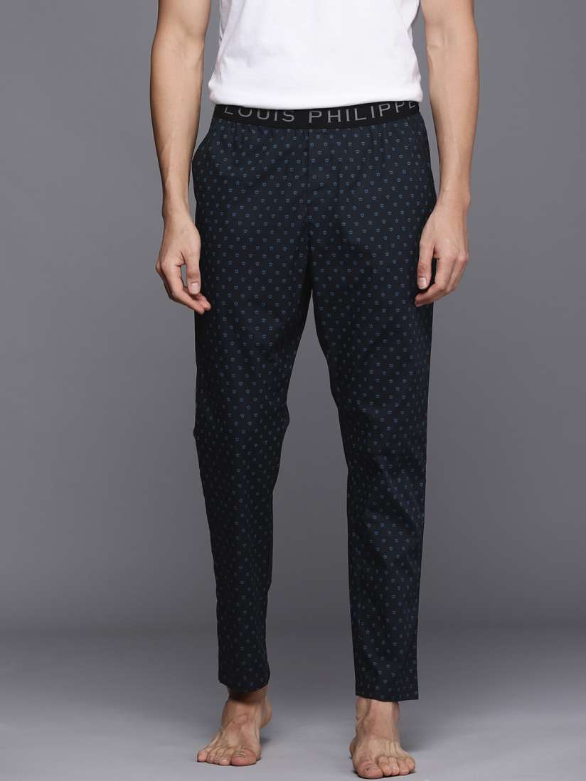 Buy Louis Philippe ATHPLAY Men Navy Blue White Printed Pure Cotton Lounge pants Lounge Pants for Men 17471870 Myntra