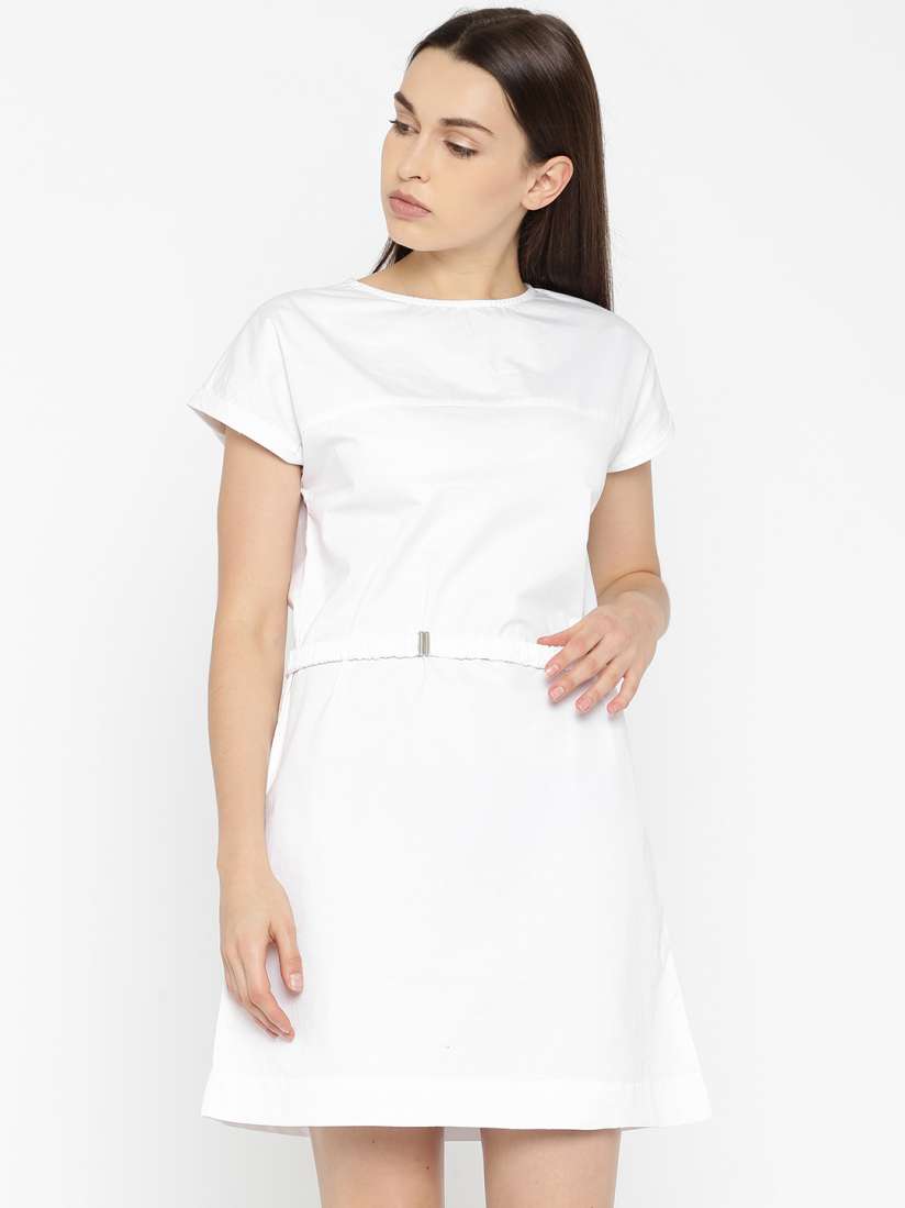 Solid white shift dress cheap