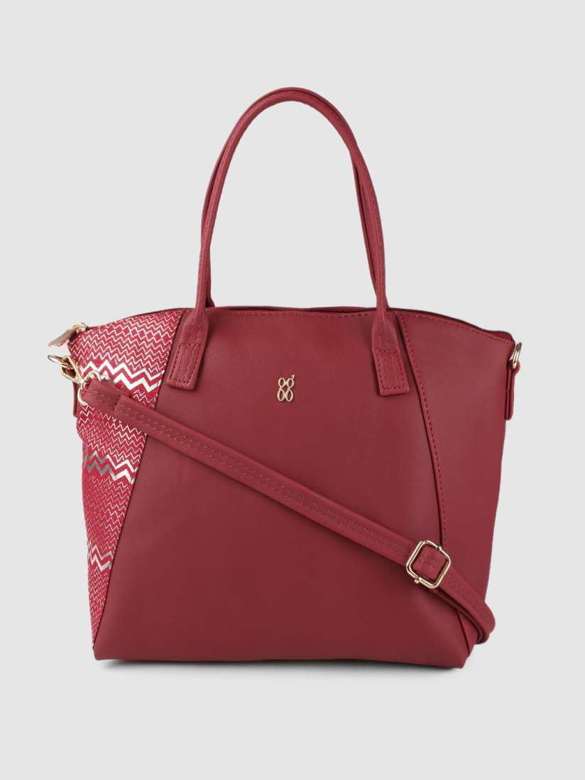 Buy Baggit Maroon Solid Regular Structured Shoulder Bag with Woven Chevron Print Detail Handbags for Women 17489294 Myntra