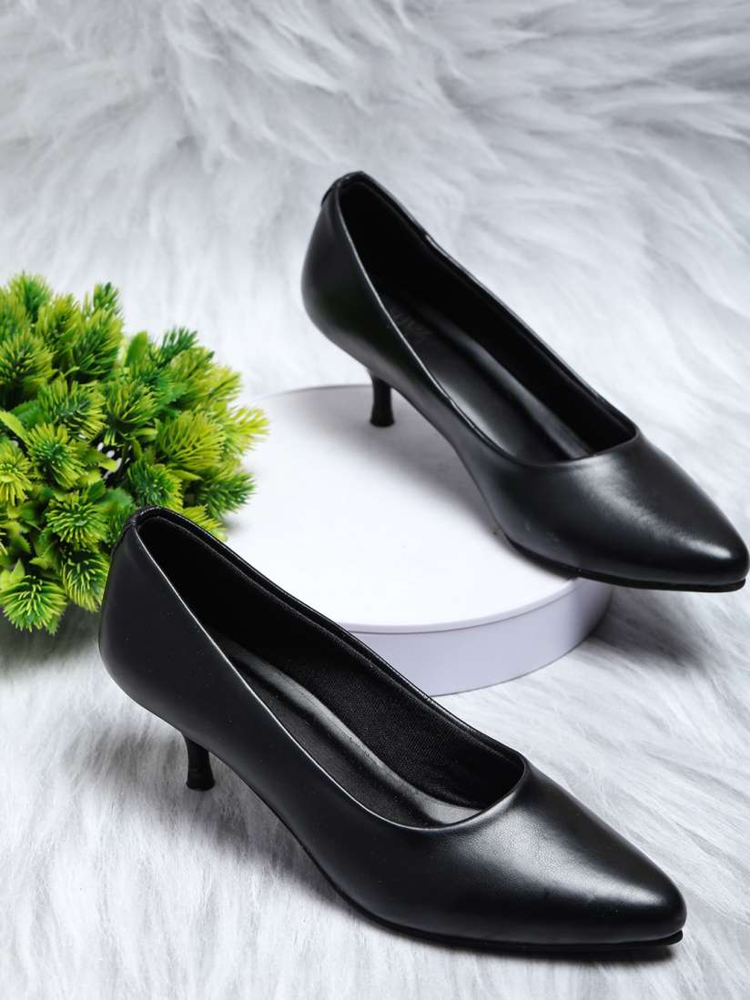 Buy SHUZ TOUCH Black Kitten Pumps Heels for Women 17493072 Myntra