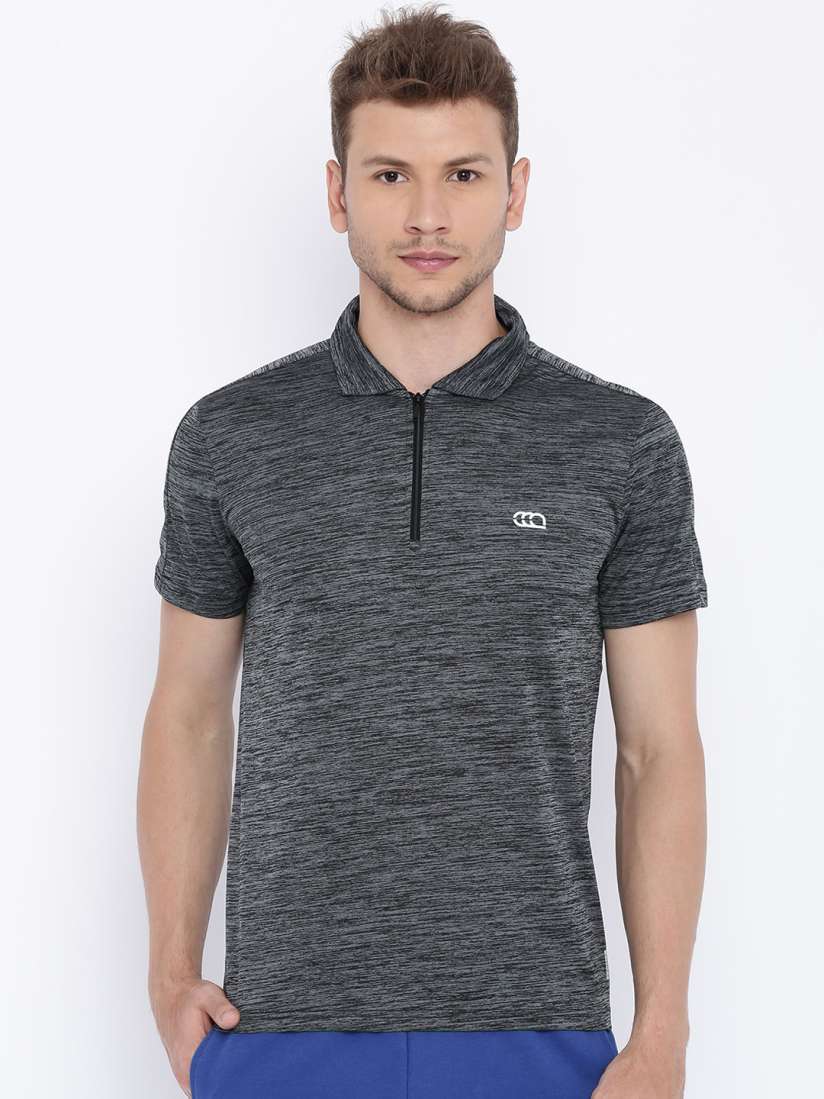 Buy Ajile By Pantaloons Men Charcoal Self Design Polo T Shirt Tshirts for Men Myntra