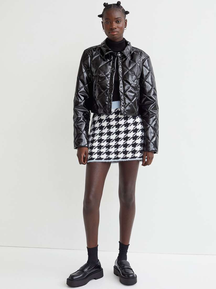 Buy H M Women Black White Checked Jacquard Knit Skirt Skirts for Women 17507856 Myntra