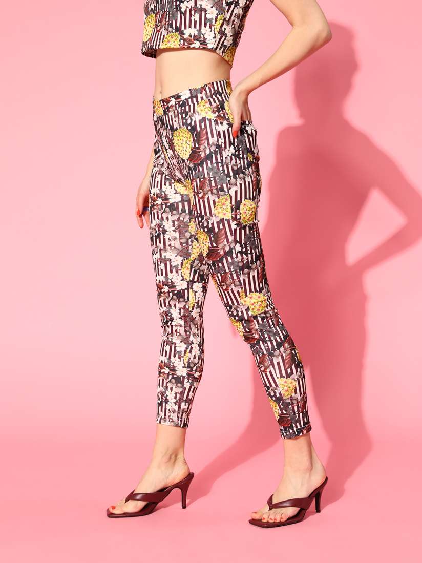 Buy SASSAFRAS Women Chic Brown Printed Leggings Leggings for Women 17511508 Myntra