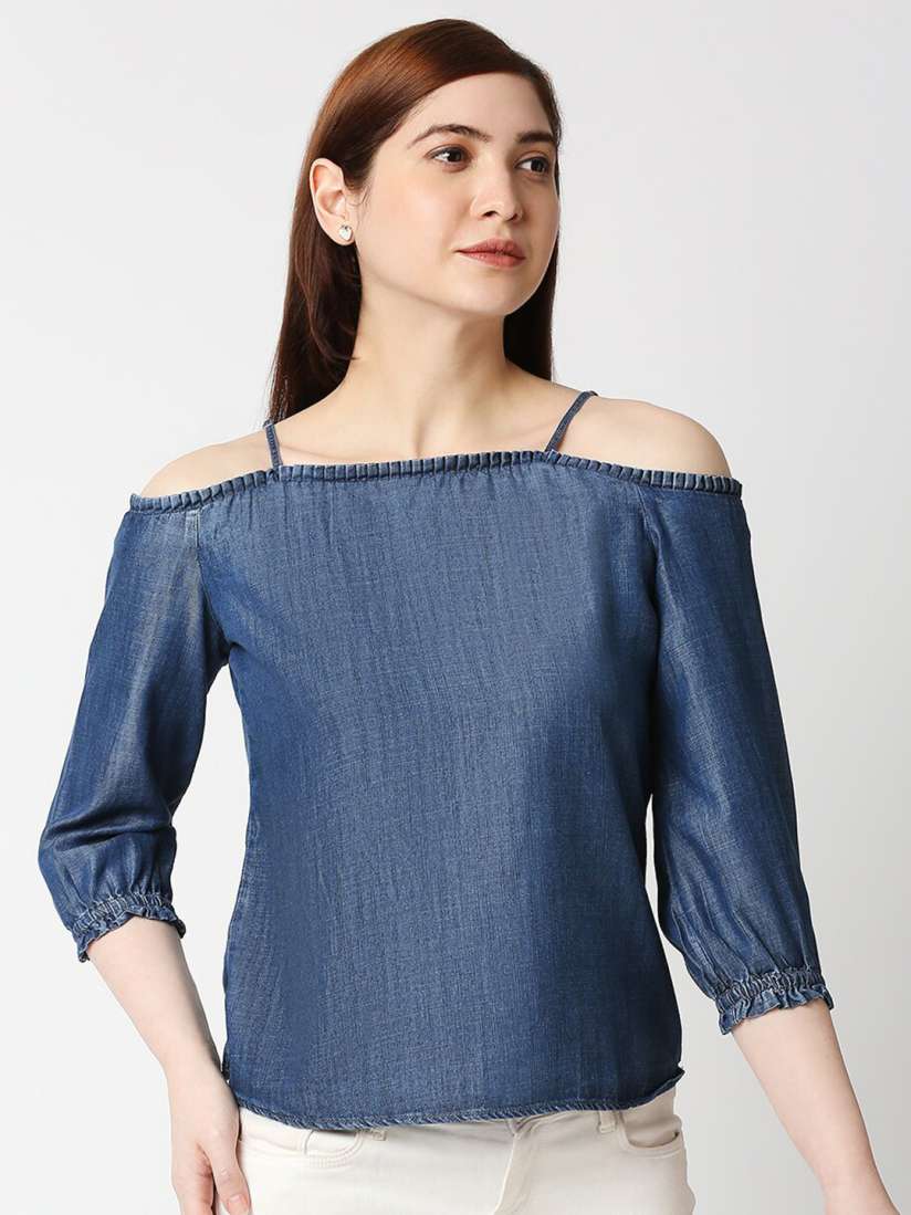 Buy Kraus Jeans Blue Solid Denim Top Tops for Women 17522278 Myntra