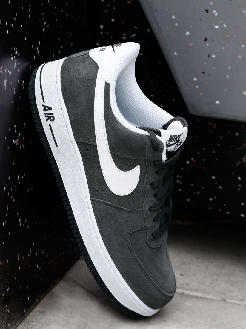 Buy Nike Men Charcoal Solid Suede Leather Air Force 1 07 Sneakers Casual Shoes for Men 1752718 Myntra