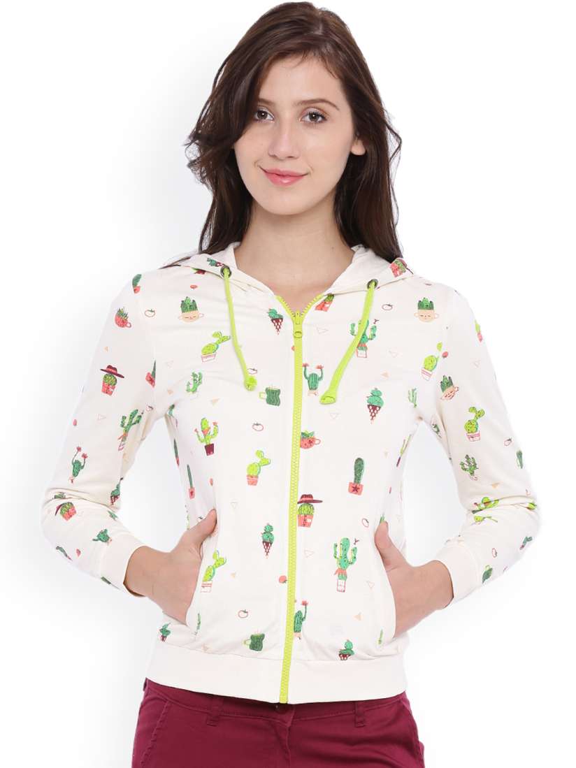 Buy Chumbak White Printed Hooded Sweatshirt Sweatshirts for Women 1754070 Myntra