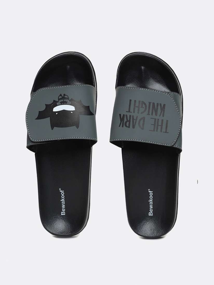 Buy Bewakoof Men Black Grey Printed Rubber Sliders Flip Flops for Men 17542106 Myntra