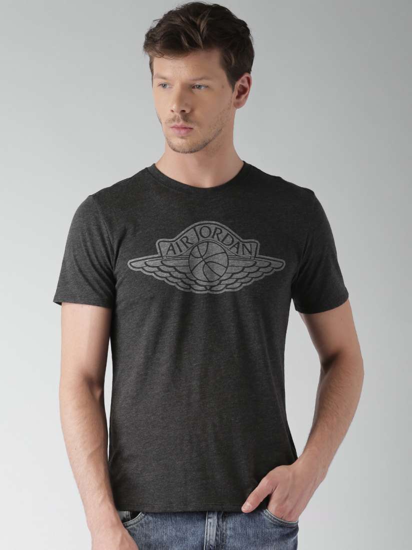 Buy Nike Jordan Men Charcoal Grey AS JSW Iconic Wings Logo Print T shirt Tshirts for Men 1754532 Myntra