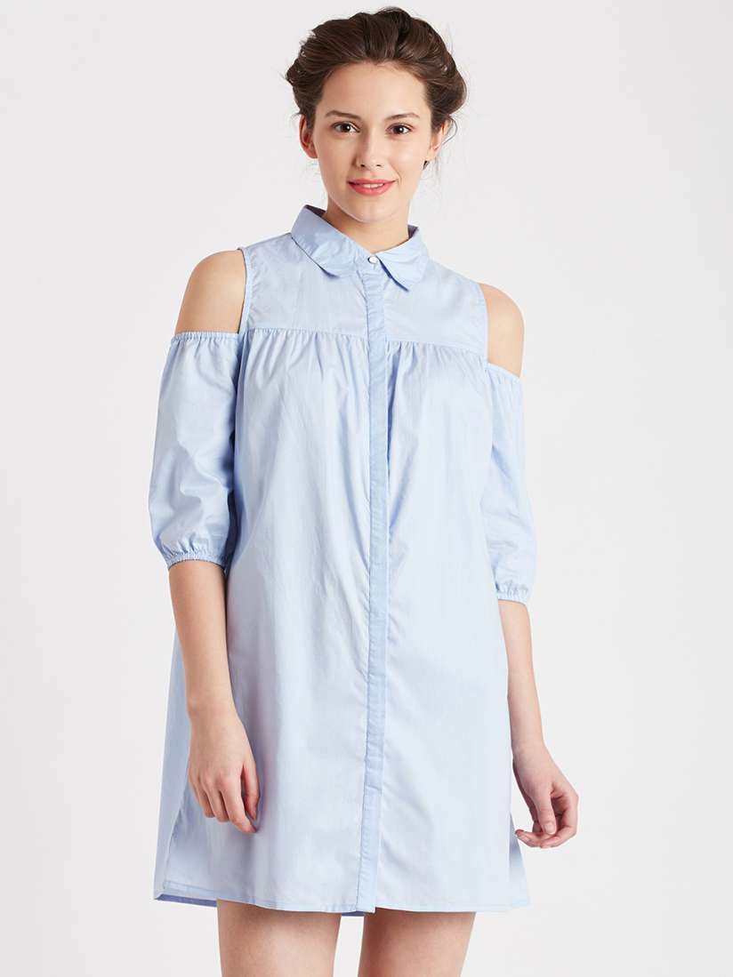Cold shoulder shirt dress discount