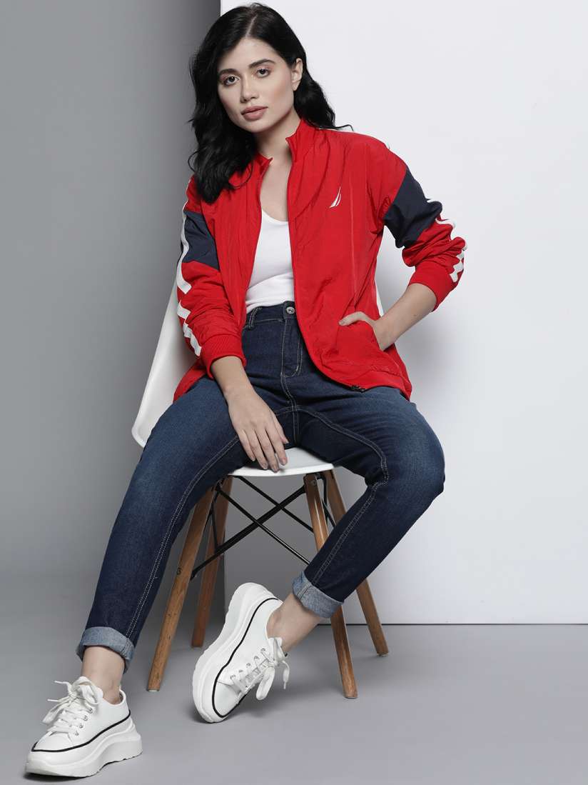 Buy Nautica Women Red Solid Bomber Jacket Jackets for Women 17561120 Myntra