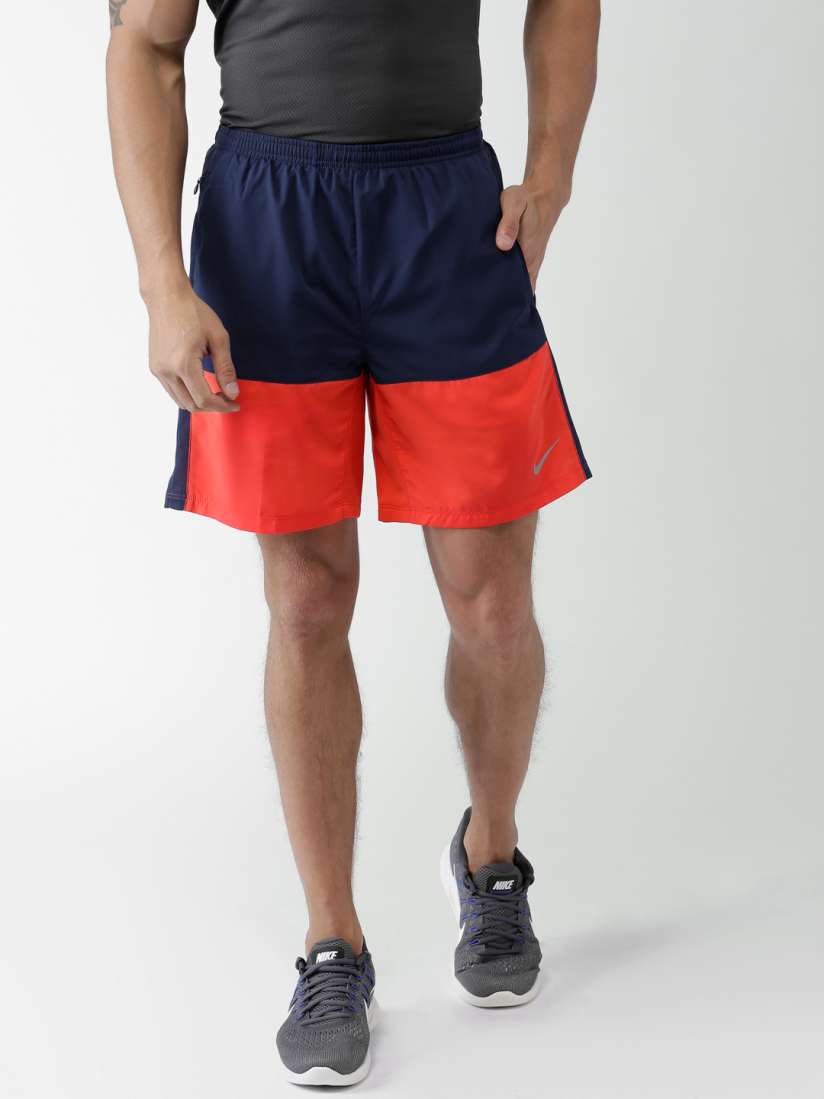 Buy Nike Men Navy Blue Orange AS Distance Colourblocked Sports Shorts Shorts for Men 1756241 Myntra