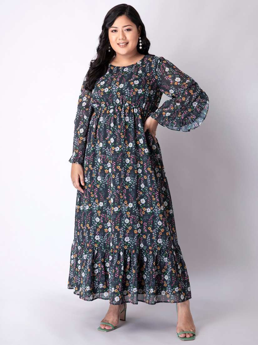 Buy FabAlley Curve Women Black Floral Printed Maxi Dress Dresses for Women 17563904 Myntra