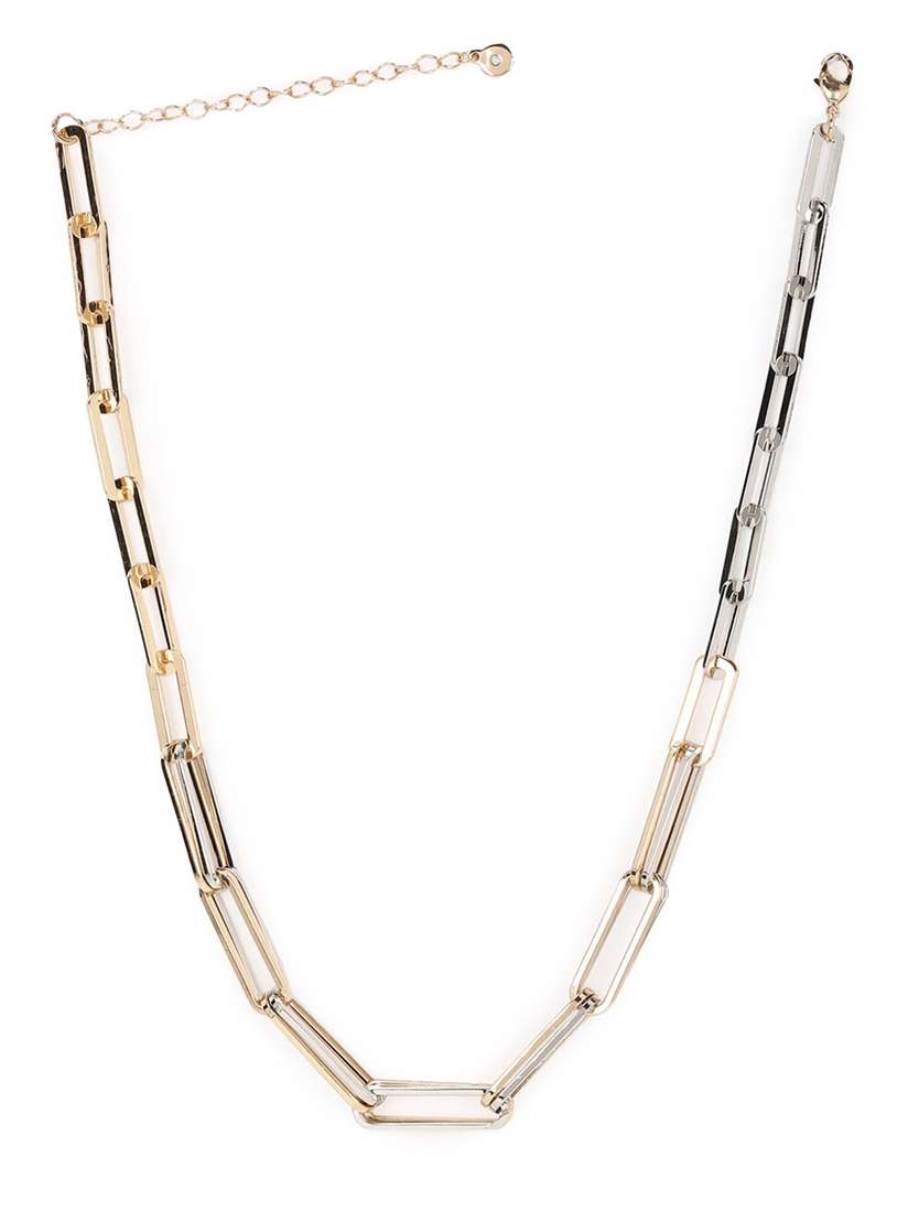 Buy FOREVER 21 Silver-Toned Gold-Toned Statement Necklace