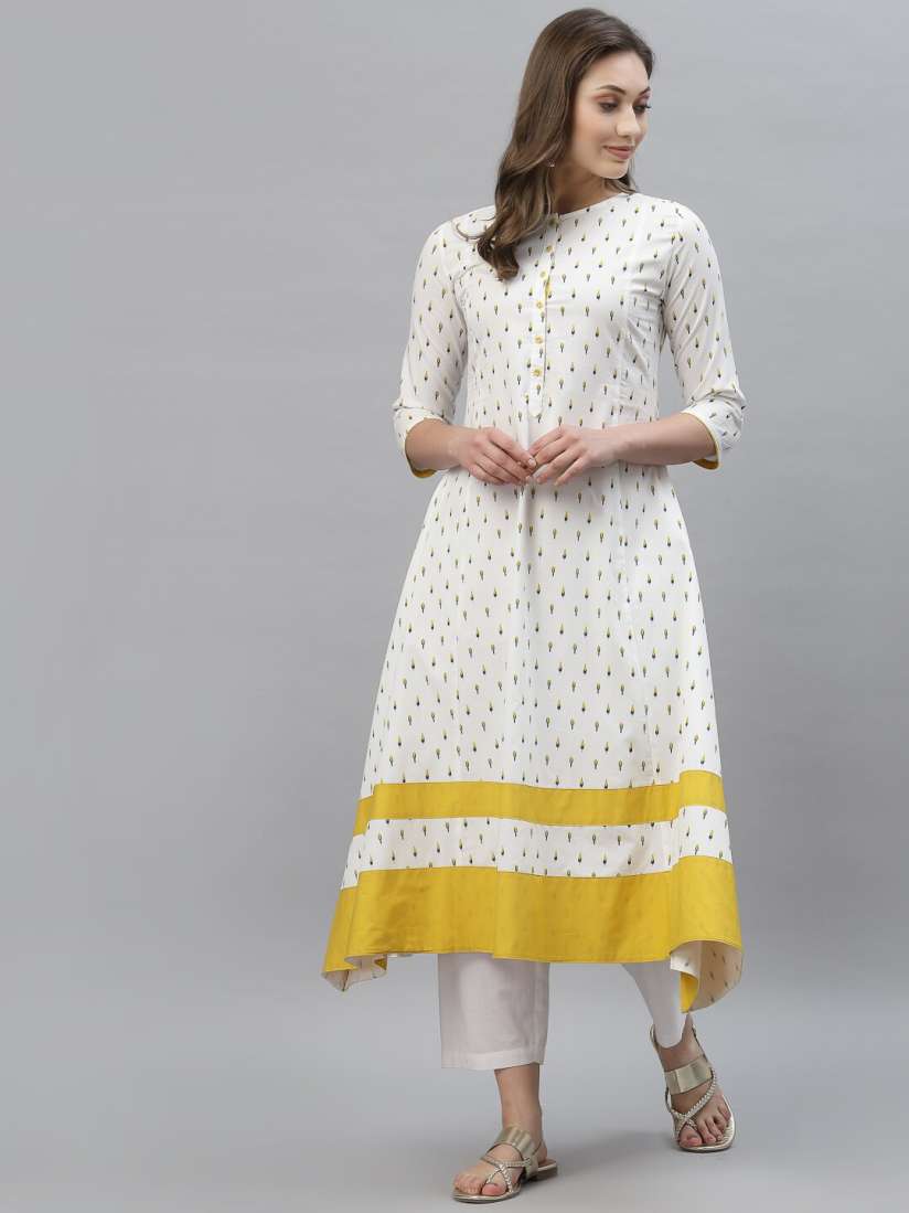 Buy Mode by Red Tape Women White Printed Pure Cotton Kurta Kurtas for Women 17571372 Myntra