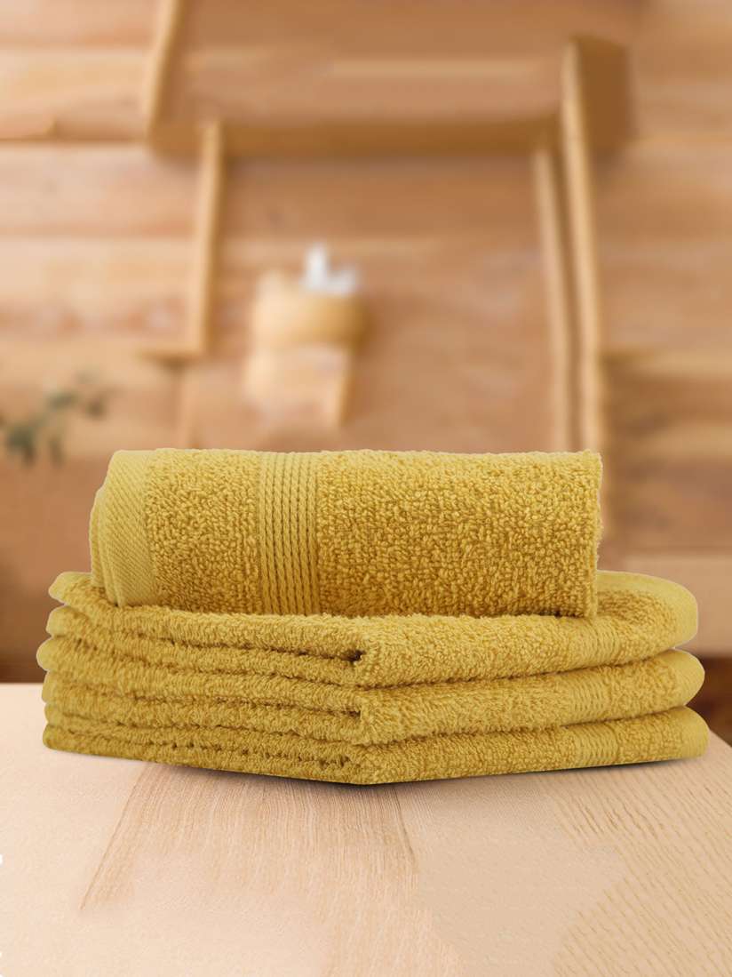 Buy LUSH BEYOND Set Of 4 Yellow Solid 600 GSM Pure Cotton Face Towels Face Towels for Unisex 17571656 Myntra