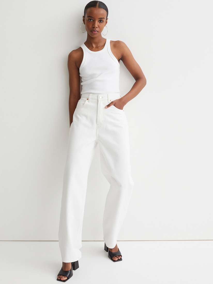 H&m white high waisted jeans store