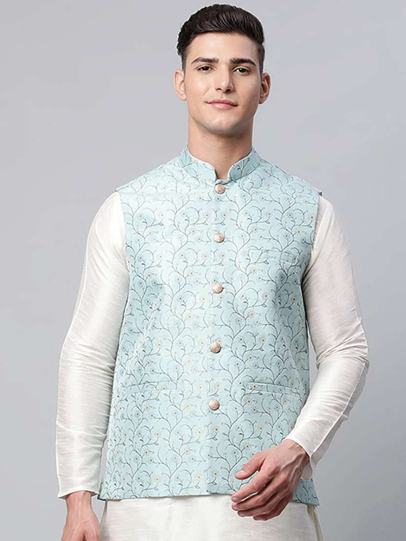 Sky blue nehru jacket top