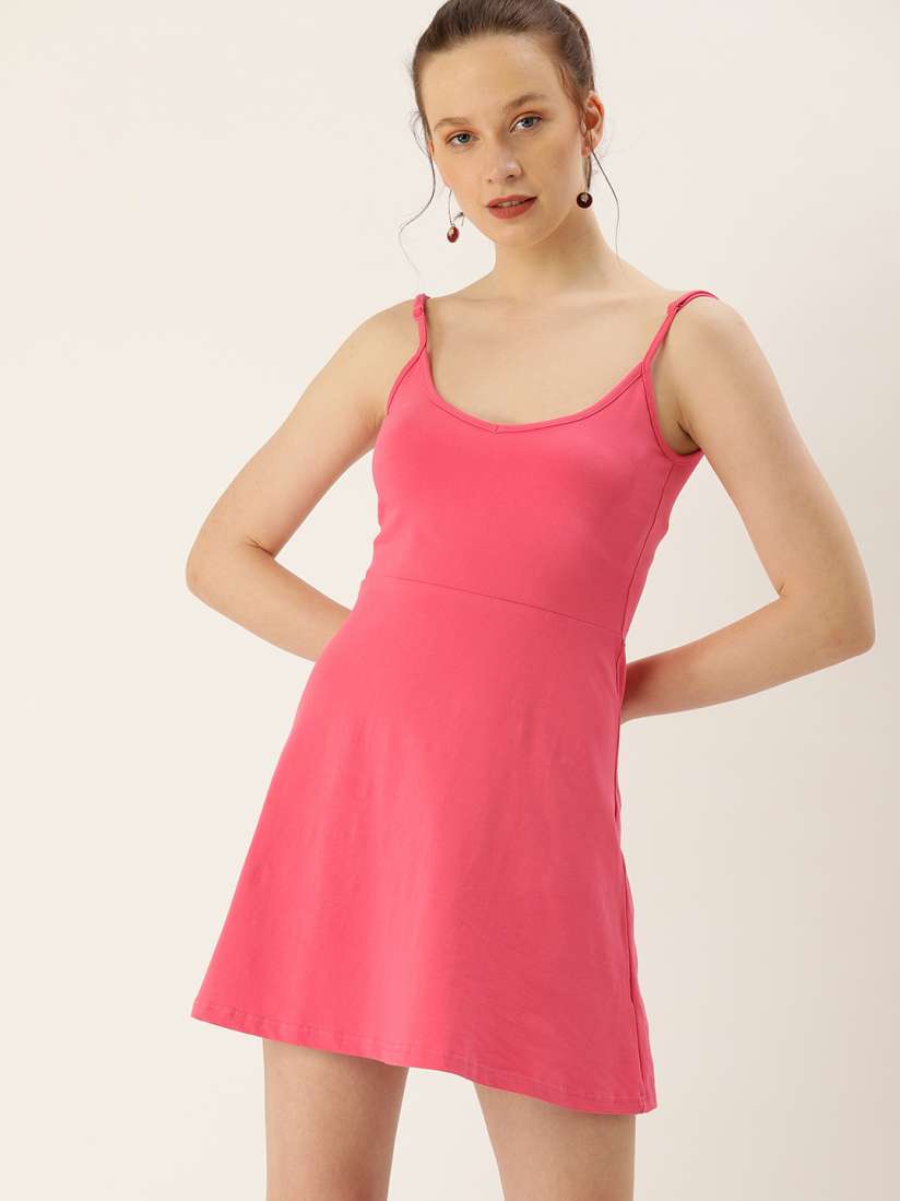 Buy FOREVER 21 Pink Shoulder Strap A Line Mini Dress Dresses for Women 17589586 Myntra