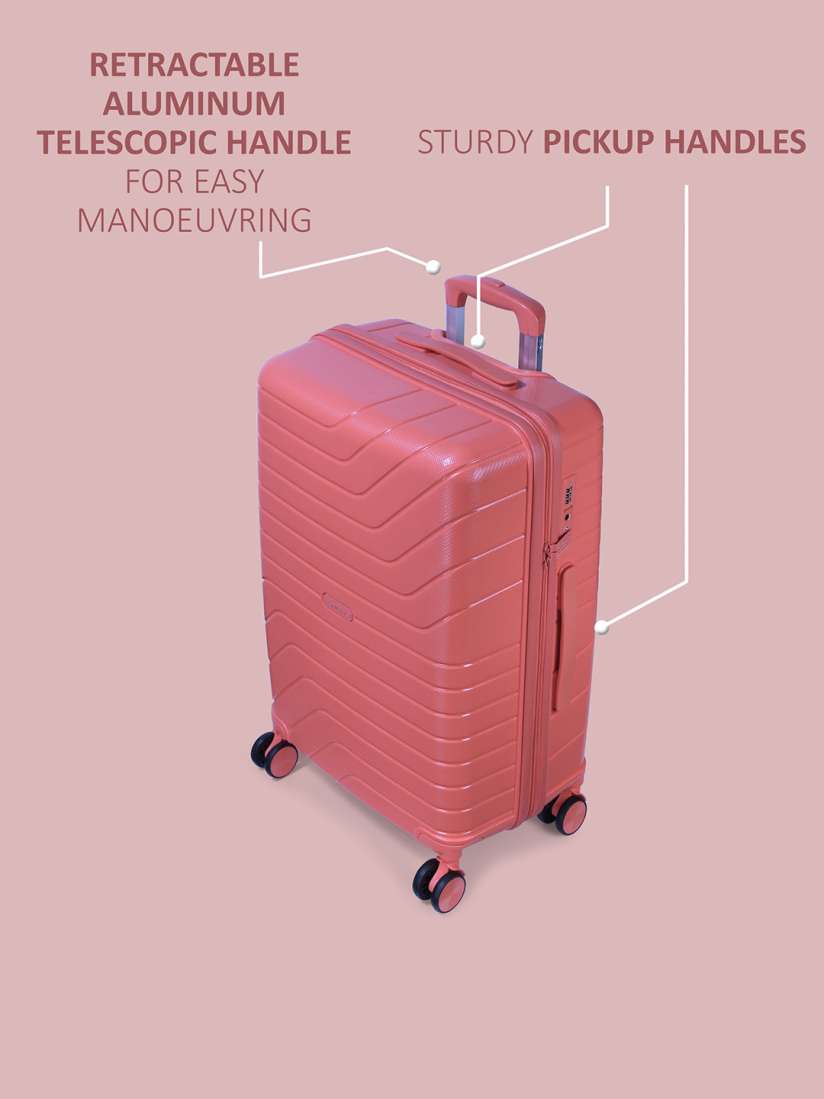 Buy ROMEING Tuscany Coral Red Colored Textured Hard Sided Large Polypropylene Trolley Bag Trolley Bag for Unisex 17590008 Myntra