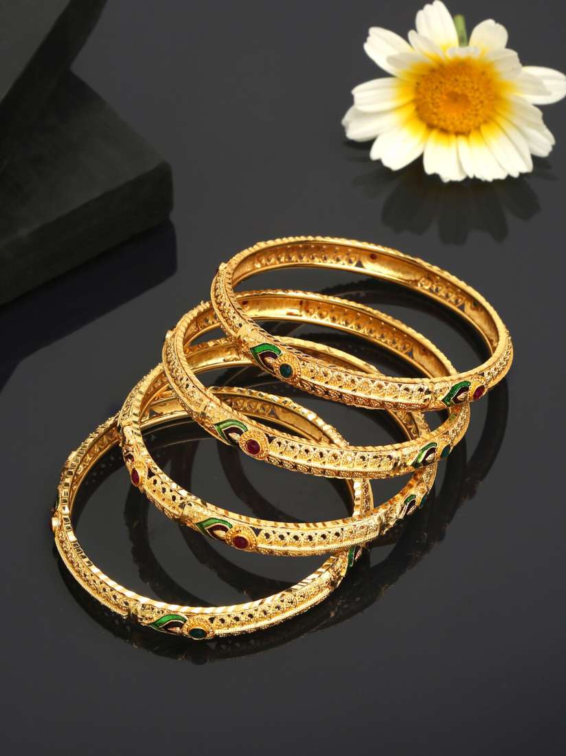 Buy YouBella Set Of 4 Gold Plated Bangles Bangle for Women 17590146 Myntra