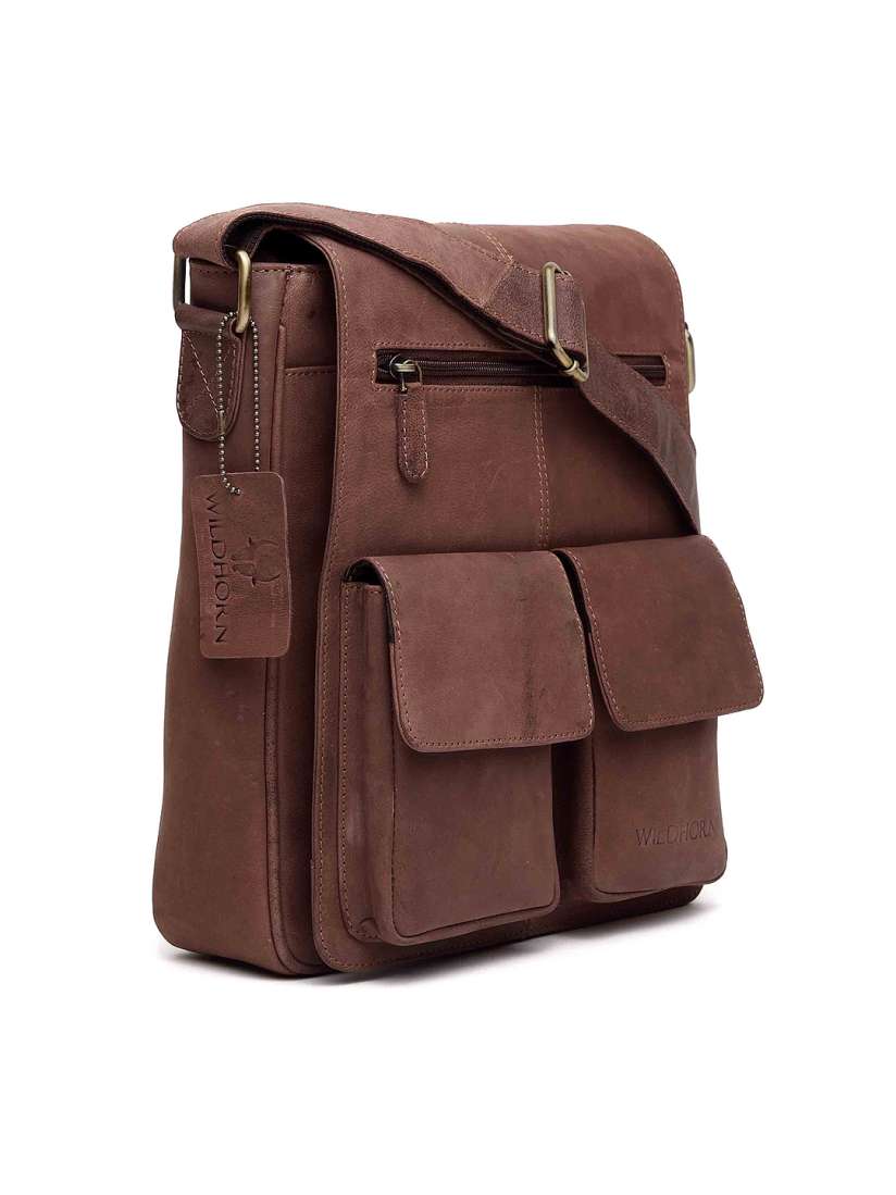 Buy WildHorn Men Brown Genuine Leather Messenger Bag Messenger Bag for Men 1759450 Myntra