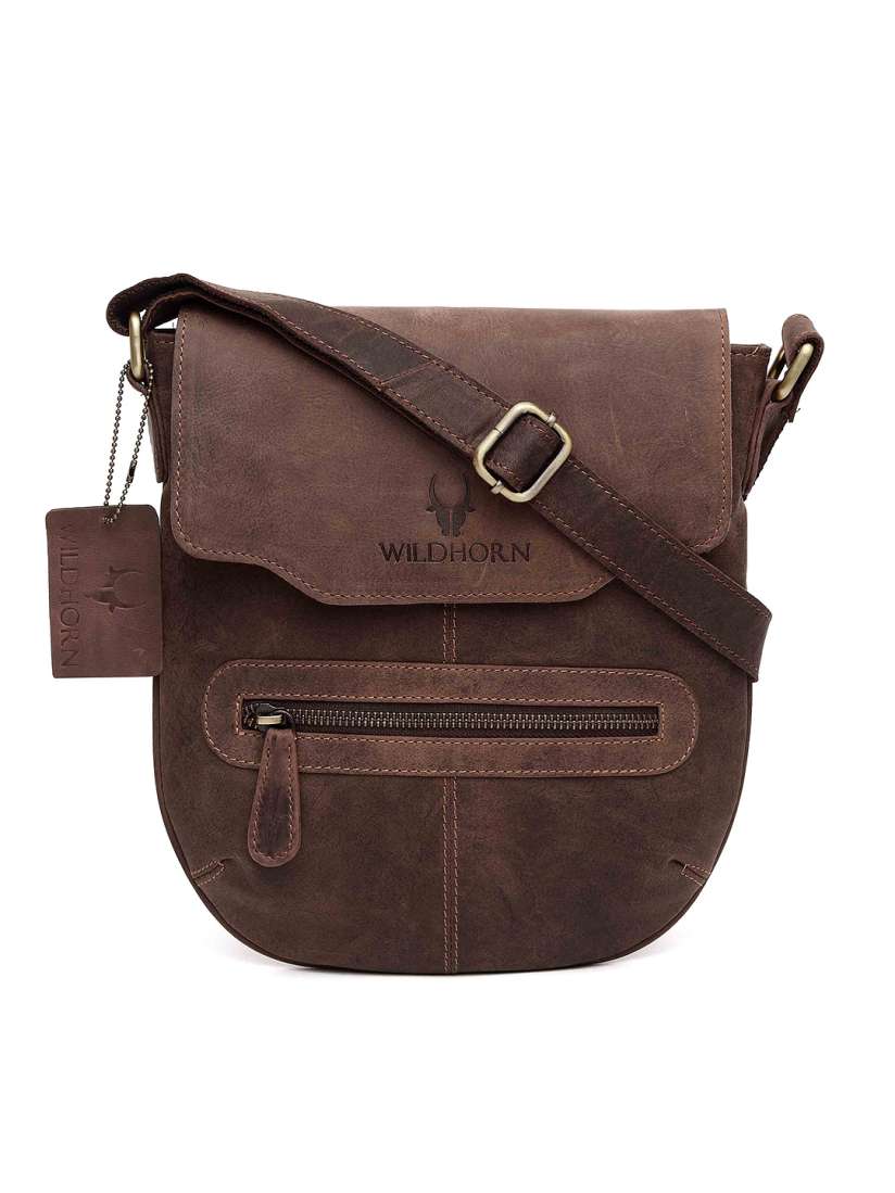 Buy WildHorn Men Brown Genuine Leather Messenger Bag Messenger Bag for Men 1759452 Myntra