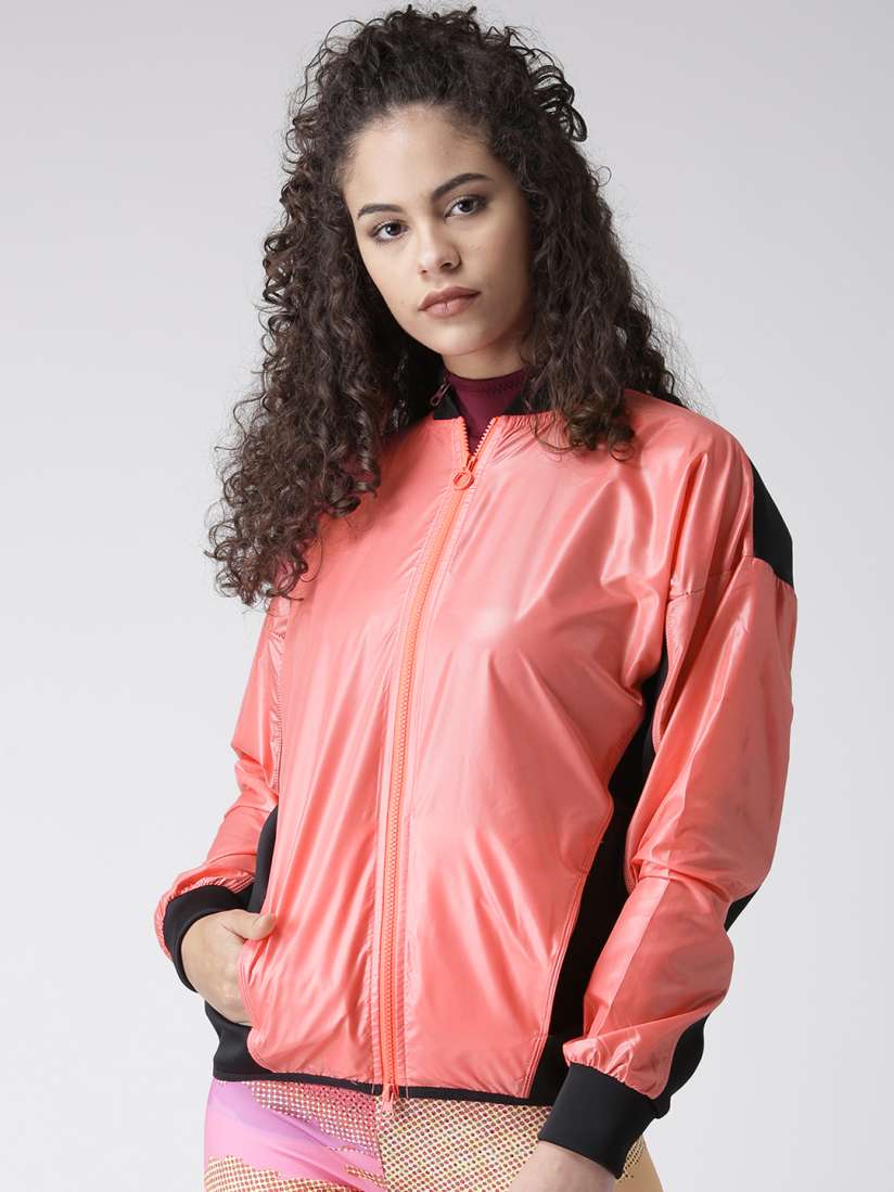 Buy ADIDAS STELLASPORT Coral Pink Black Sporty Jacket Jackets for Women 1759651 Myntra