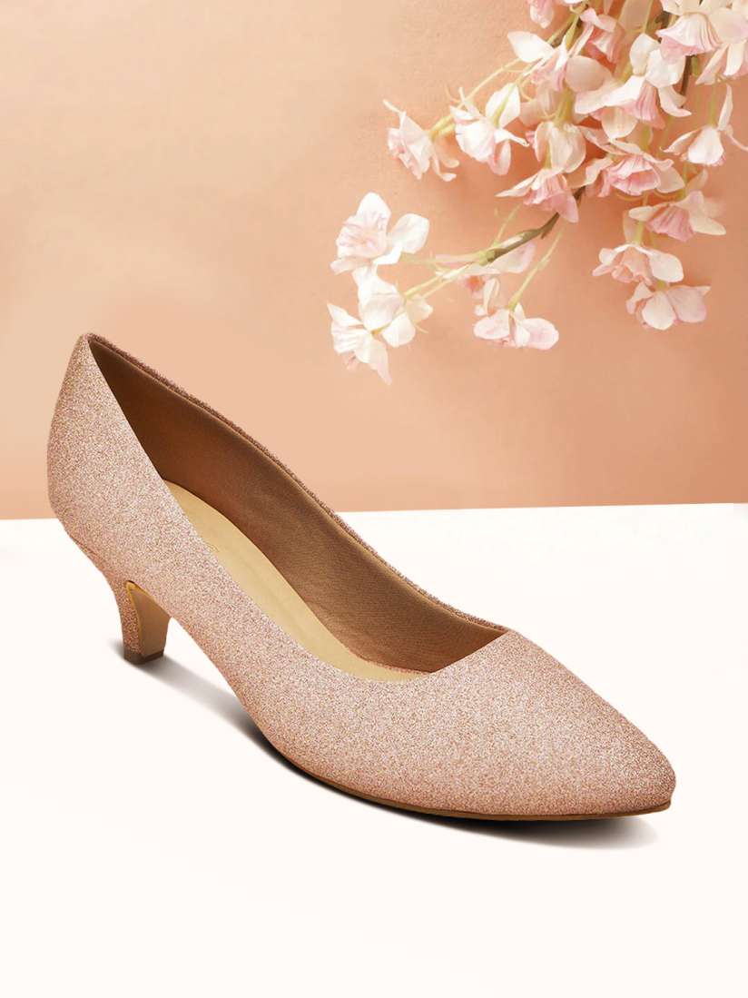 Rose gold kitten heel pumps sales