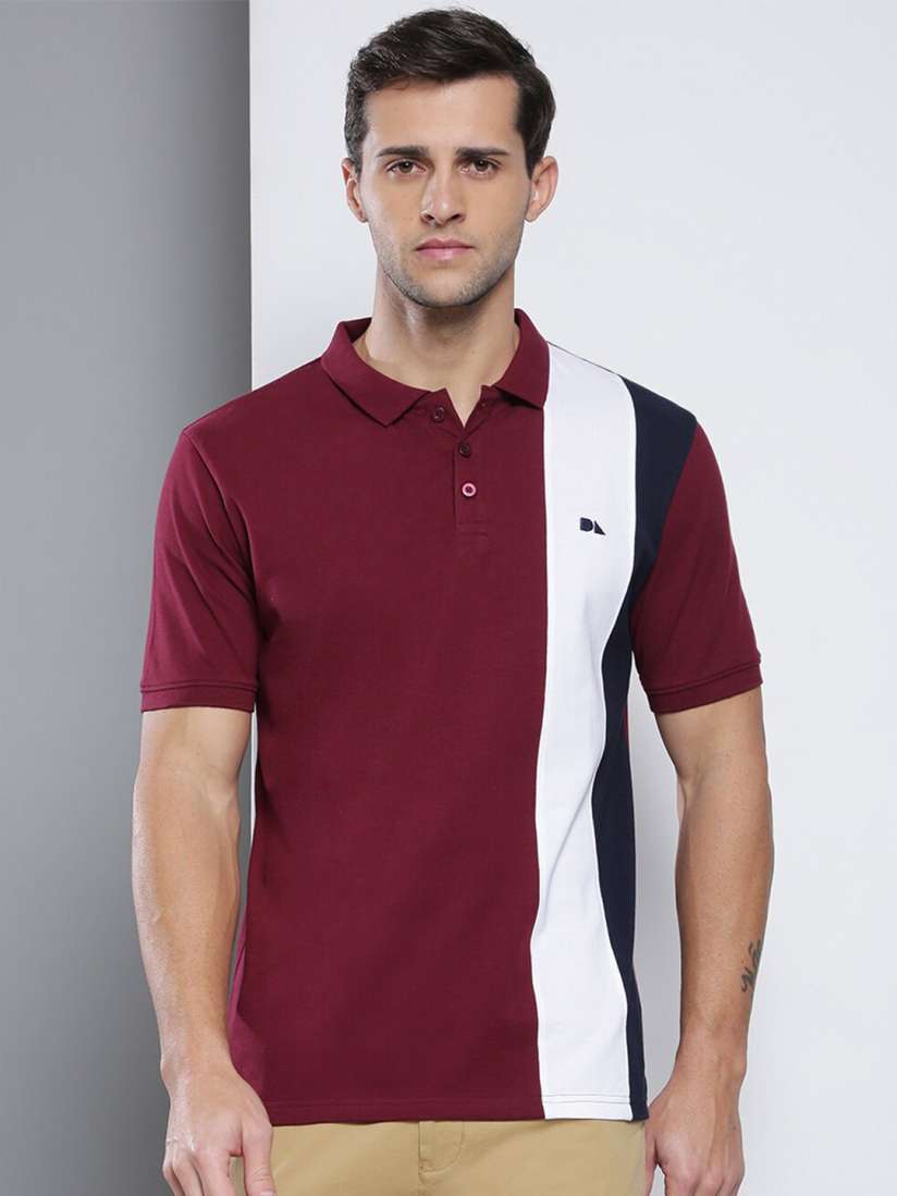 Burgundy and white polo shirt shop