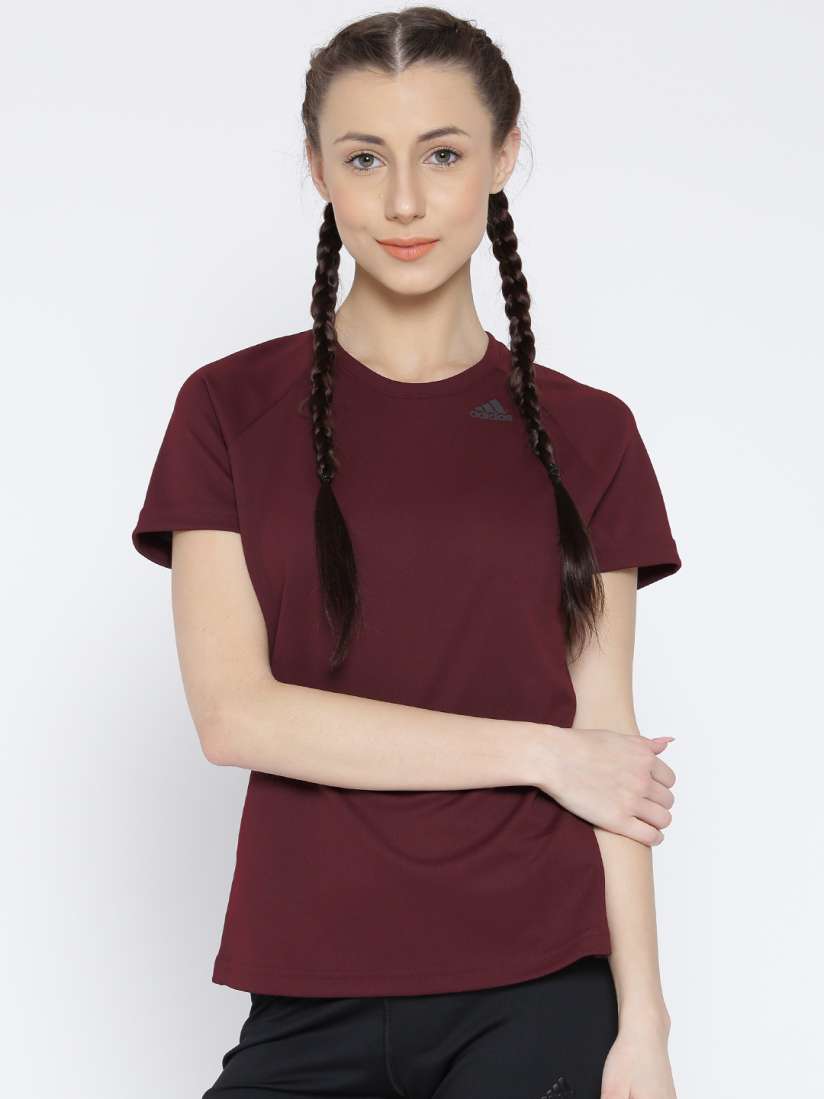 Buy ADIDAS Women Maroon D2M Lose Solid Round Neck T shirt Tshirts for Women 1760131 Myntra